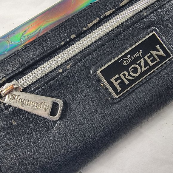 Loungefly x Disney Frozen Elsa Iridescent Snowflake Trifold Wallet Black - Picture 8 of 9